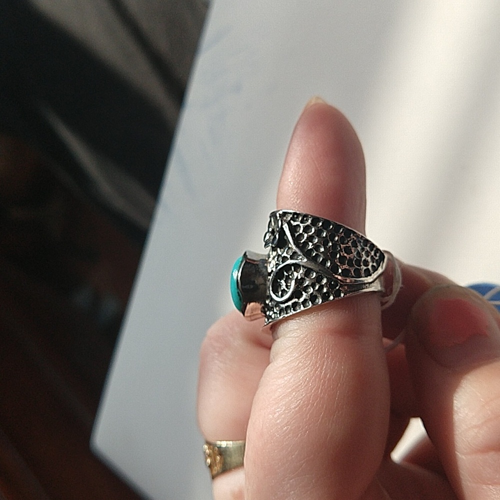 Nwt Arizona turquoise sterling silver 925 cigar band shape ring wide band - Picture 6 of 9